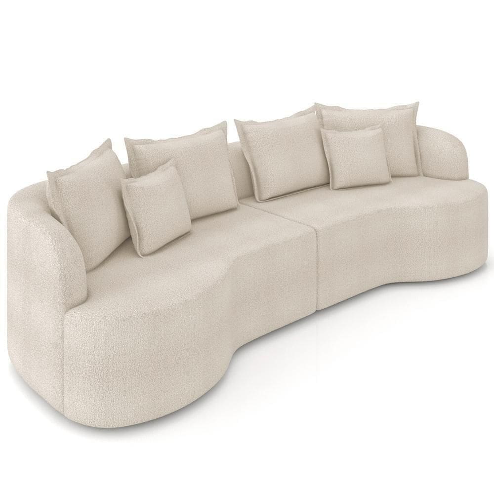 Sofá 3 Lugares Orgânico Sala De Estar Living 230cm Ekos K01 Bouclê Creme - Lyam Decor