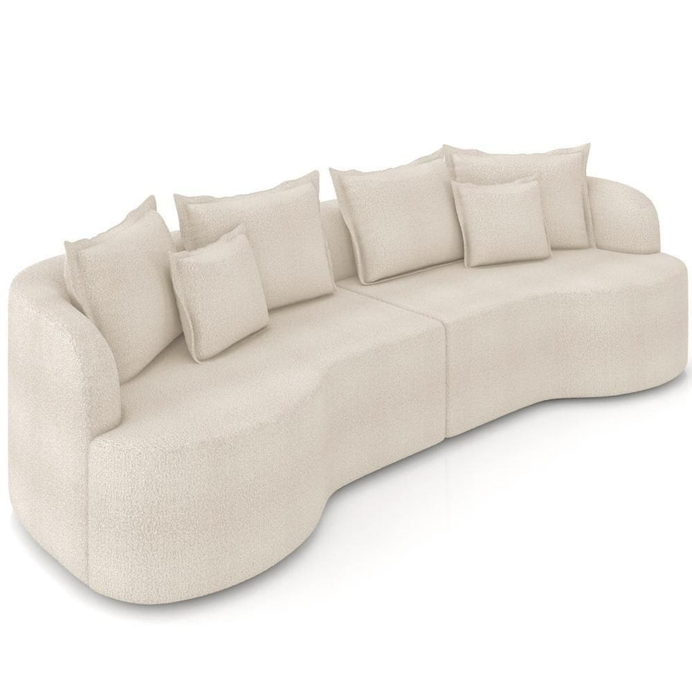 Sofá 3 Lugares Orgânico Sala De Estar Living 230cm Ekos K01 Bouclê Cru - Lyam Decor