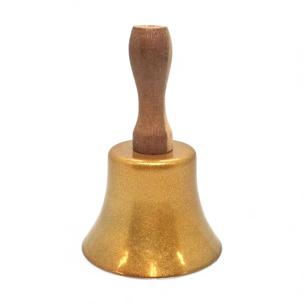 Sino Sineta de Mão Dourado Para Umbanda e Candomblé 11 cm