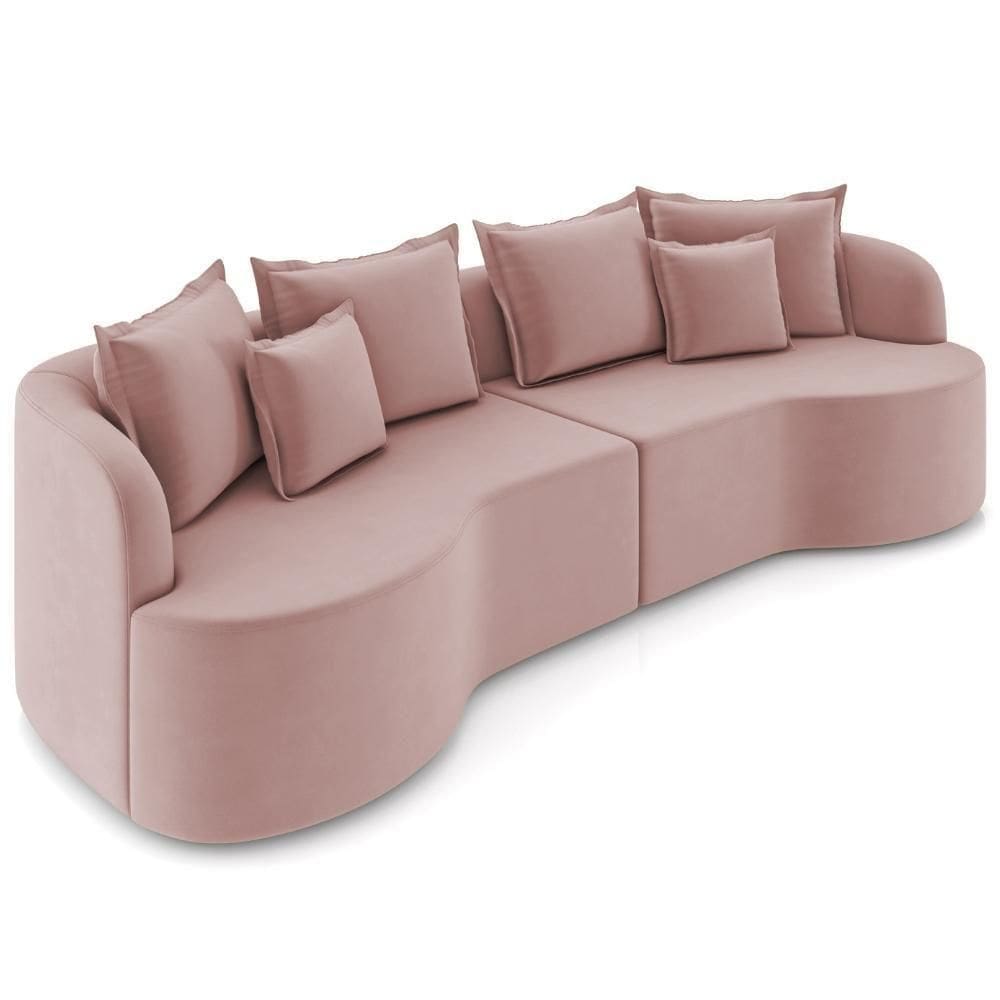 Sofá 3 Lugares Orgânico Sala De Estar Living 250cm Ekos K01 Veludo Rosê - Lyam Decor
