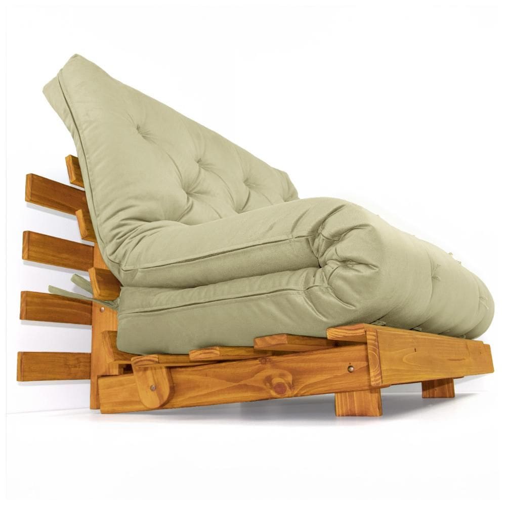 Sofá Cama Casal Futon Tokio Bege Madeira Maciça Cor néctar das flores