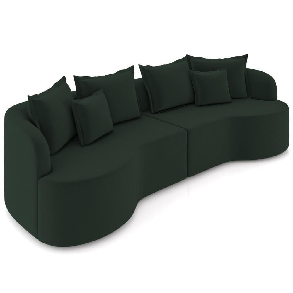 Sofá 4 Lugares Orgânico Sala De Estar Living 290cm Ekos K01 Veludo Verde - Lyam Decor