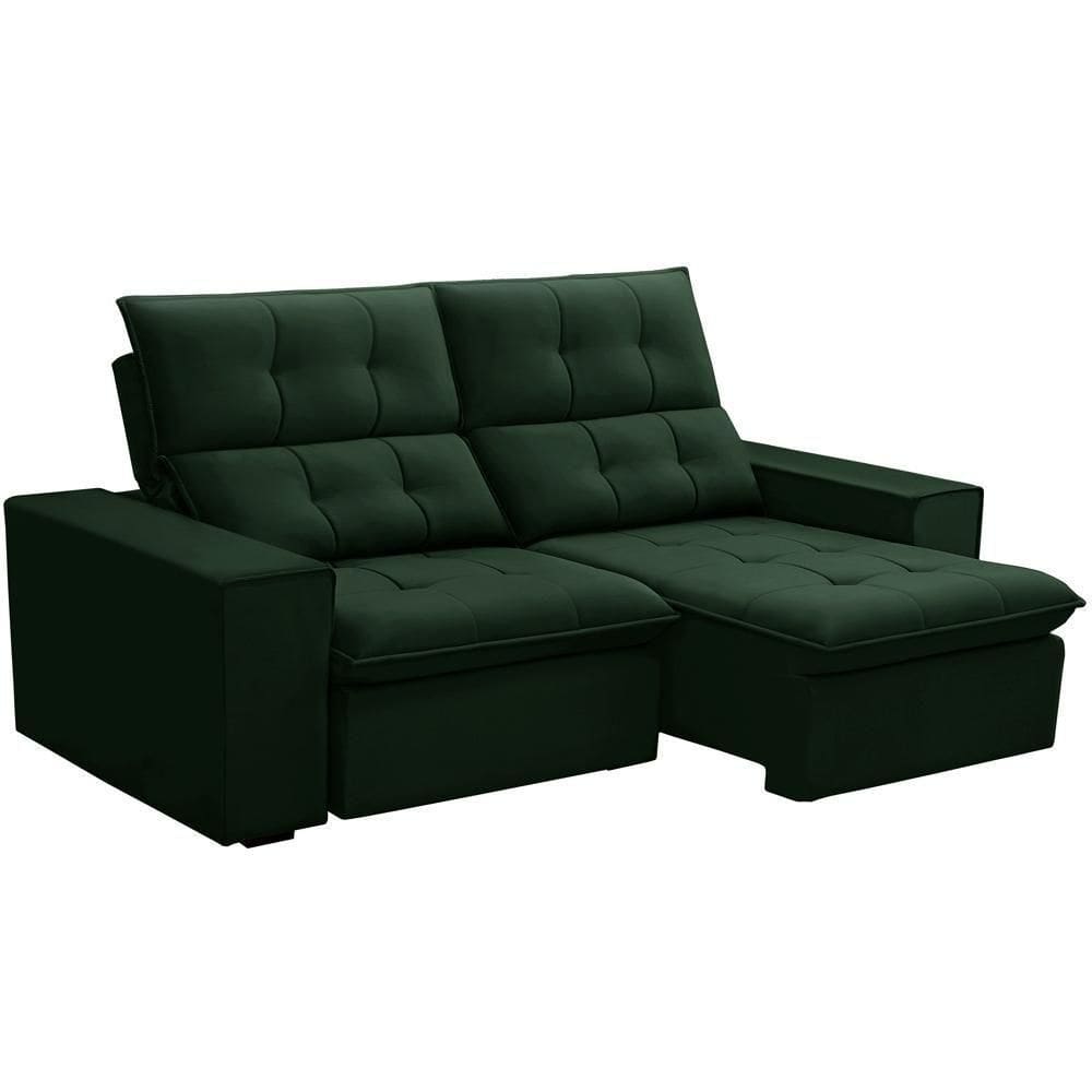 Sofá Retrátil Reclinável Para Sala 3 Lugares 210cm Vincent F04 Veludo Verde - Lyam Decor