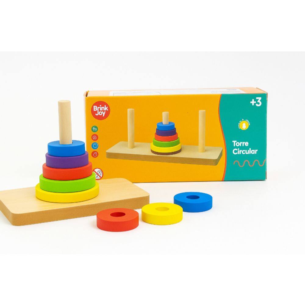 Torre de Hanói Brinquedo Pedagógico Educativo e Desafio Colorido em MDF