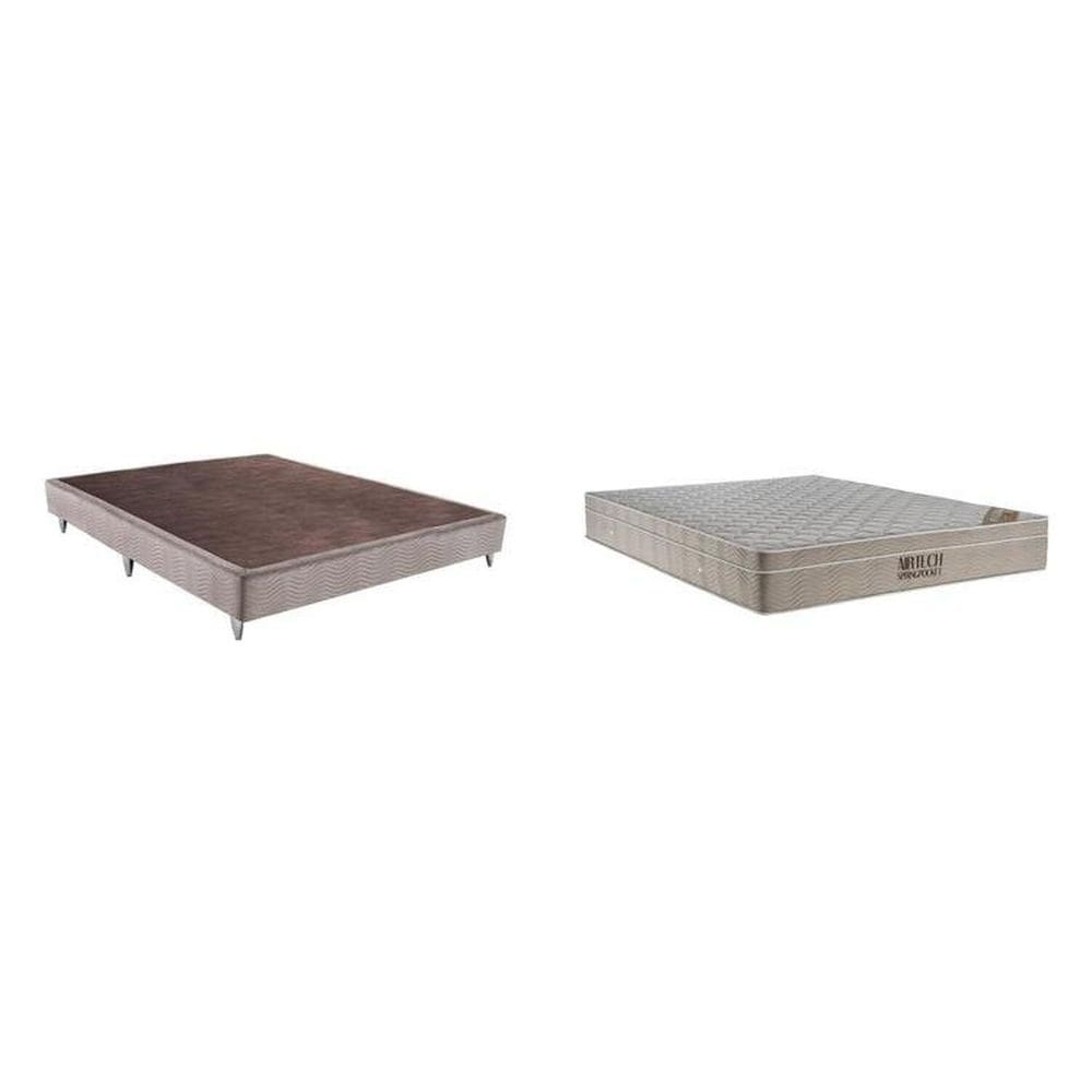 Cama Box e Colchão Airtech Molas Ensacadas 138x188 Bege