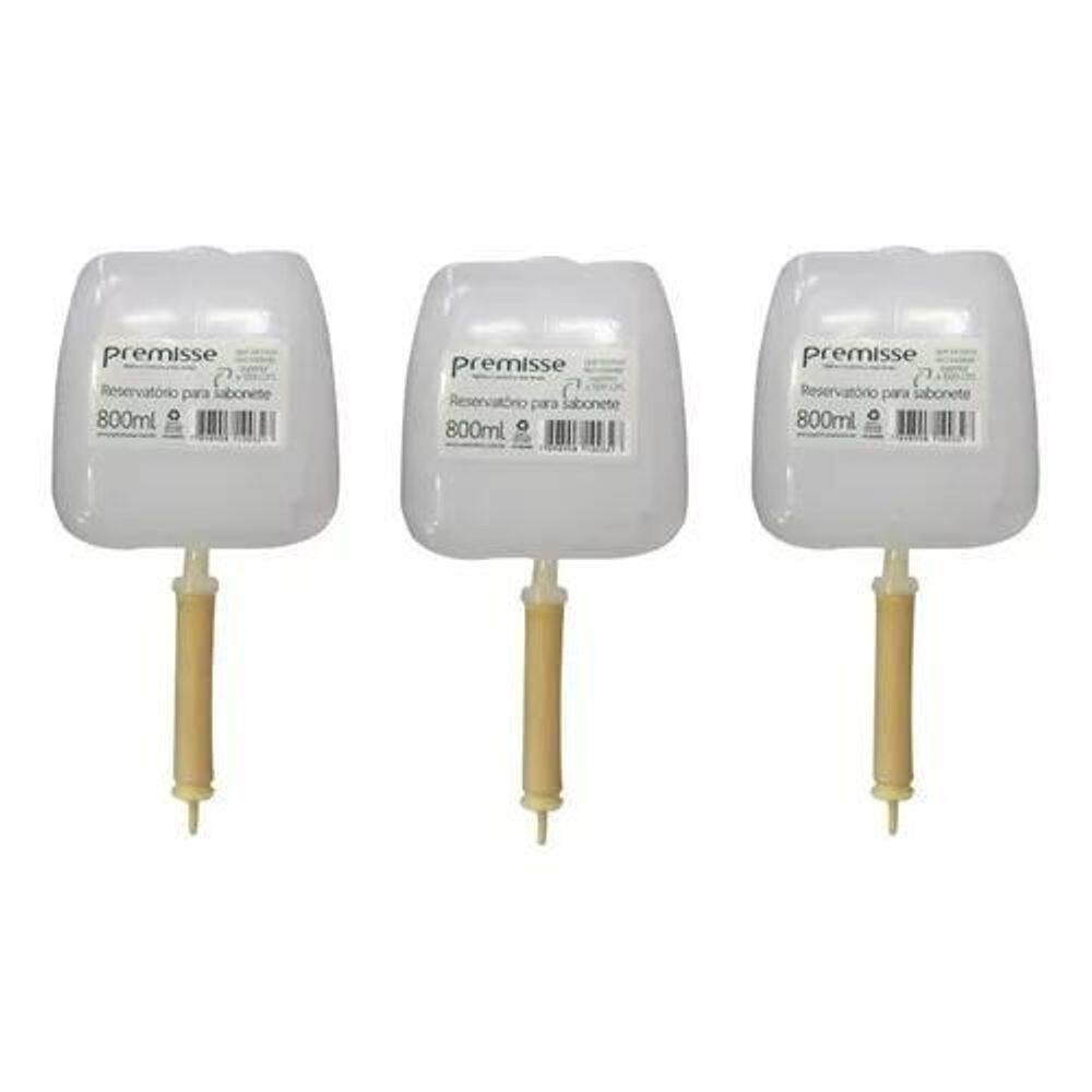 Kit 3 Reservatório Para Saboneteira 800Ml Premisse Velox