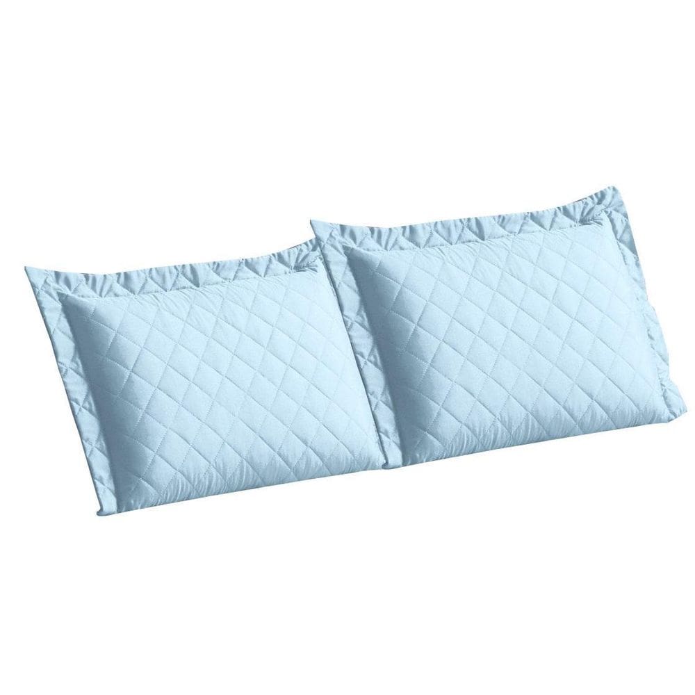 Kit Par Fronhas Matelada Para Travesseiro Proteção Azul Bebê