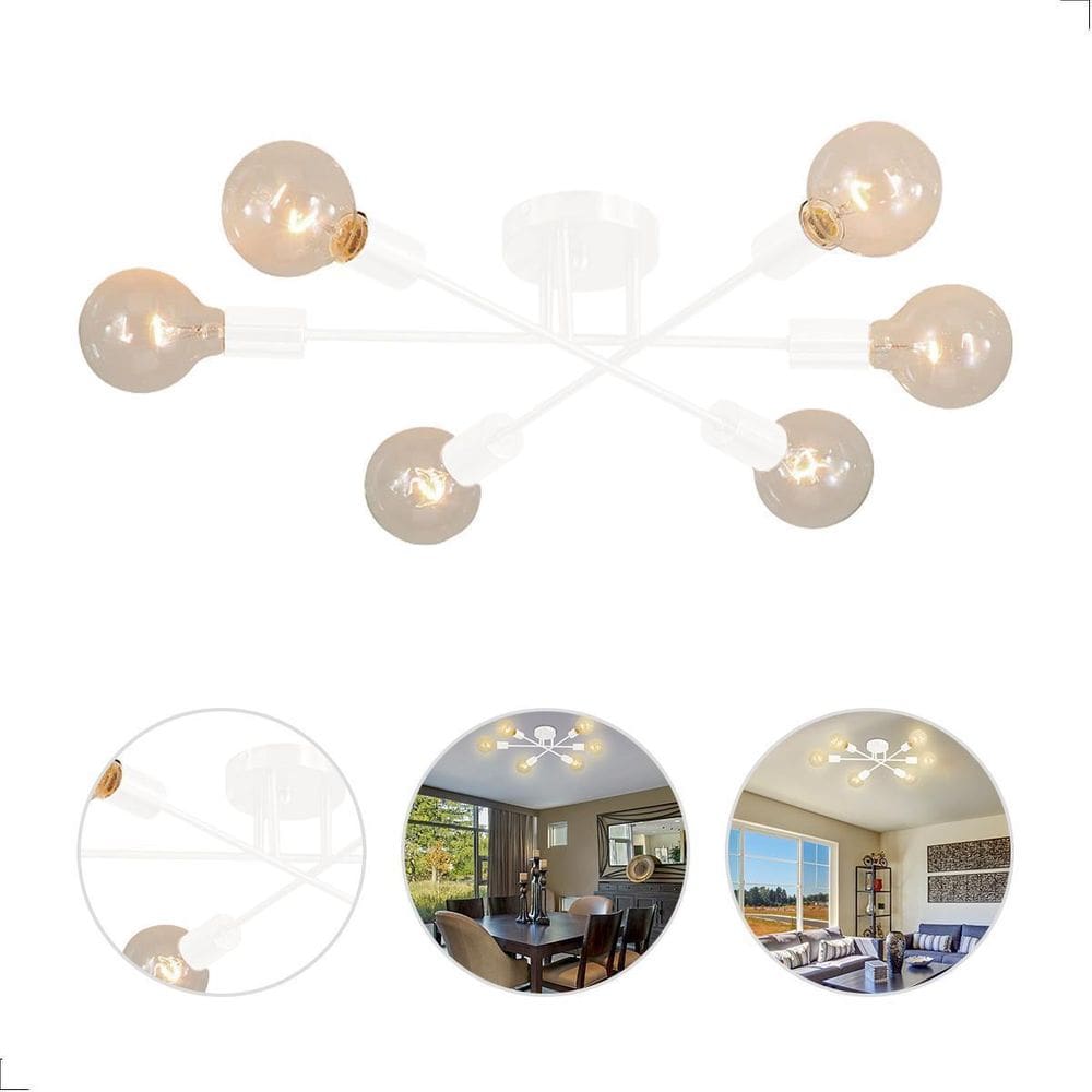 Lustre Sputnik Plafon Sobrepor Hashteg 6Xe27 Preto 60 Cm