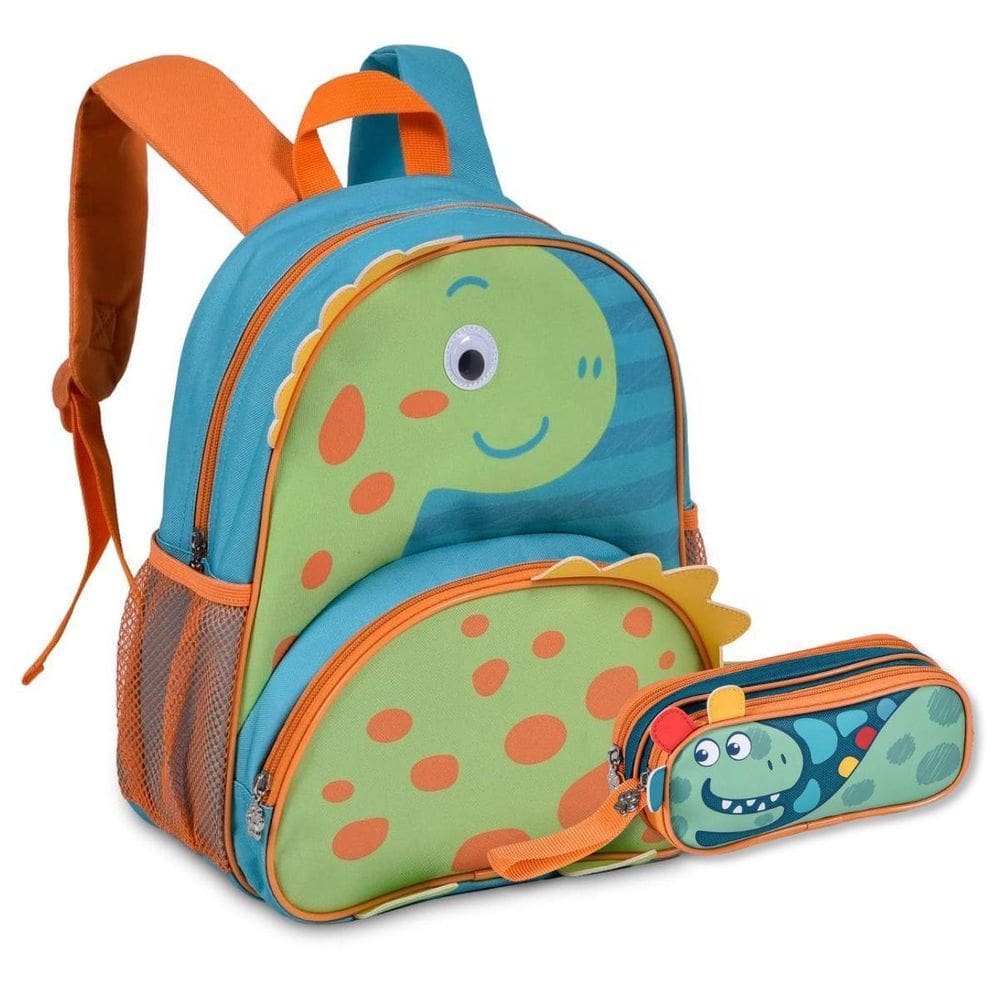 Kit Escolar Dinossauro Mochila Costas C Estojo Duplo Escolar