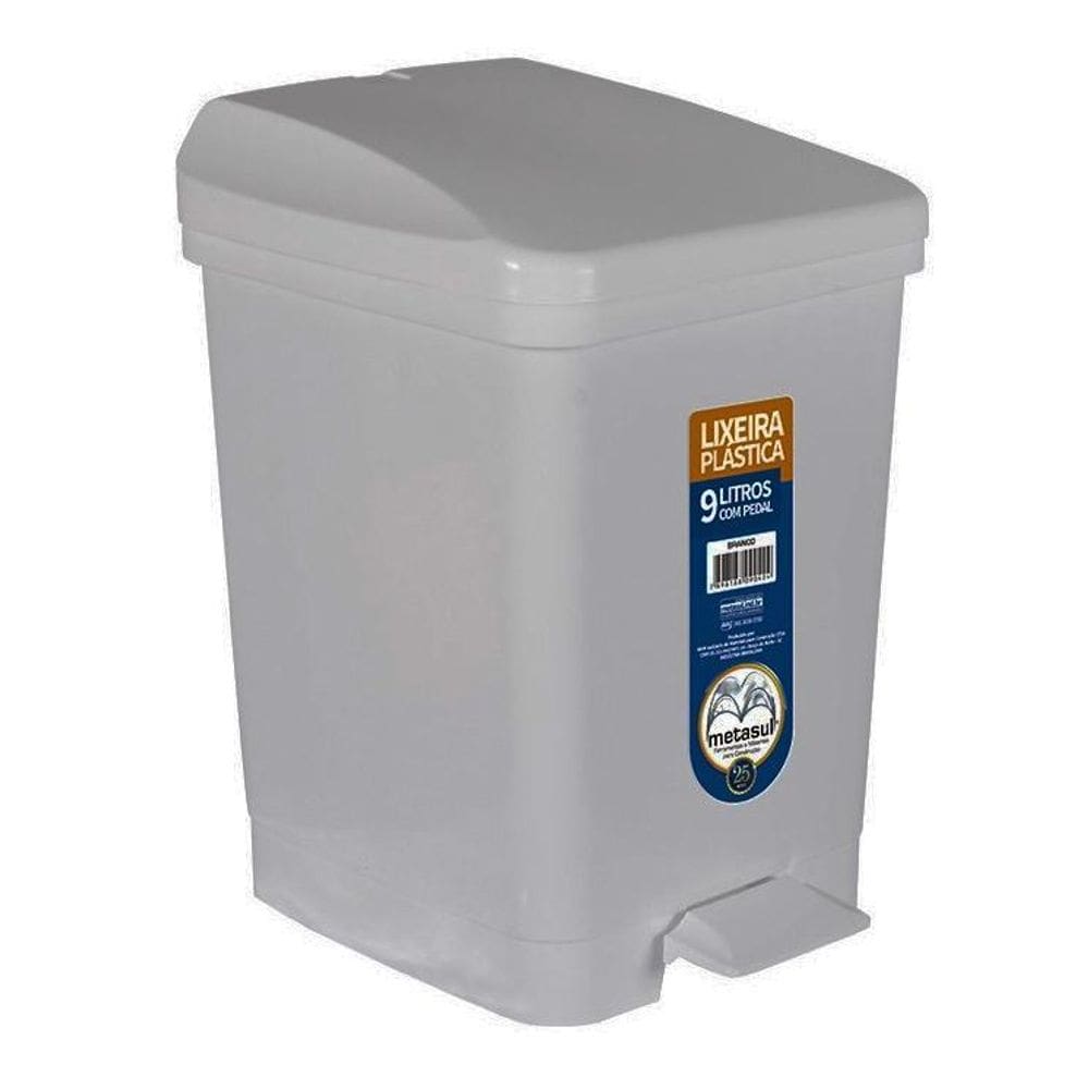 Lixeira Plástica com Pedal 9 Litros Cinza Resistente