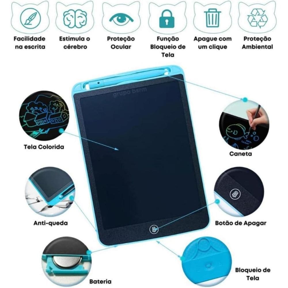 Lousa Magica Infantil Digital 10 Lcd Tablet Desenho Premium
