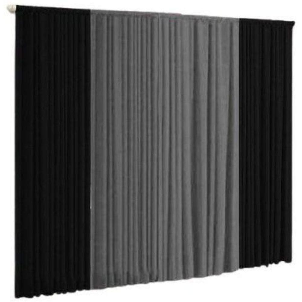 Cortina Versátil 2,00M X 1,70M Sala E Quarto Cinza E Preto