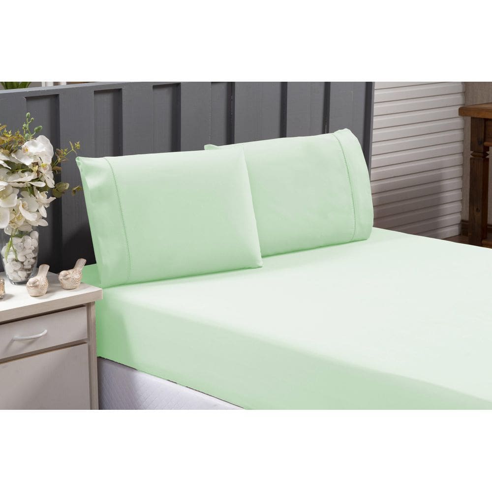 Jogo Lençol Queen 3 Peças 100% Algodão Percal 200 Fios Verde