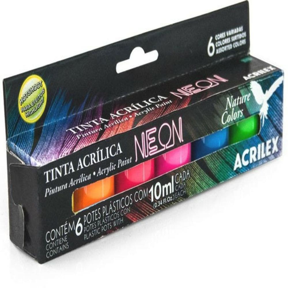 Tinta Acrílica Neon Nature Colors com 6 un Acrilex