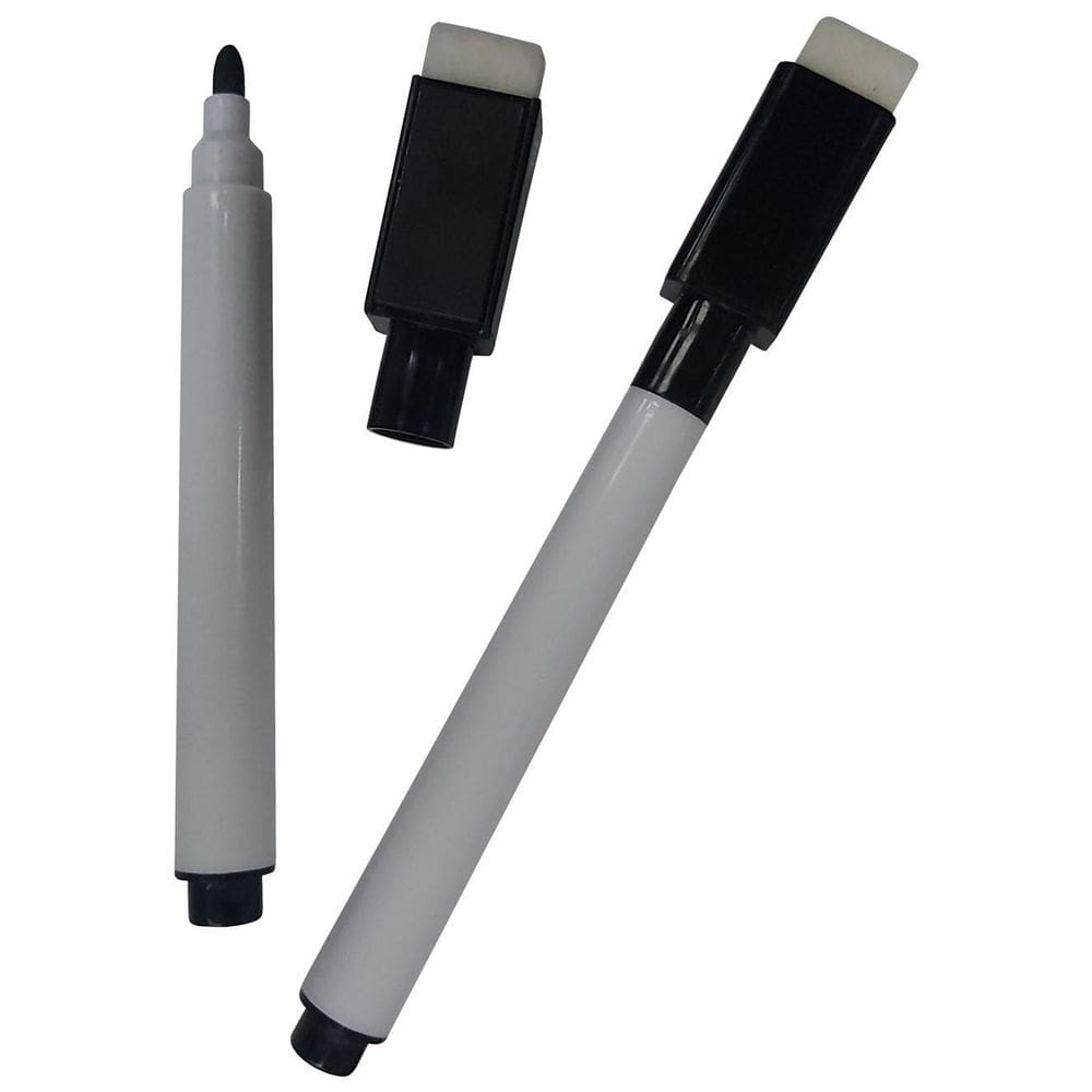 Kit 5 Canetas Pretas Para Quadro Branco Com Apagador E Imã