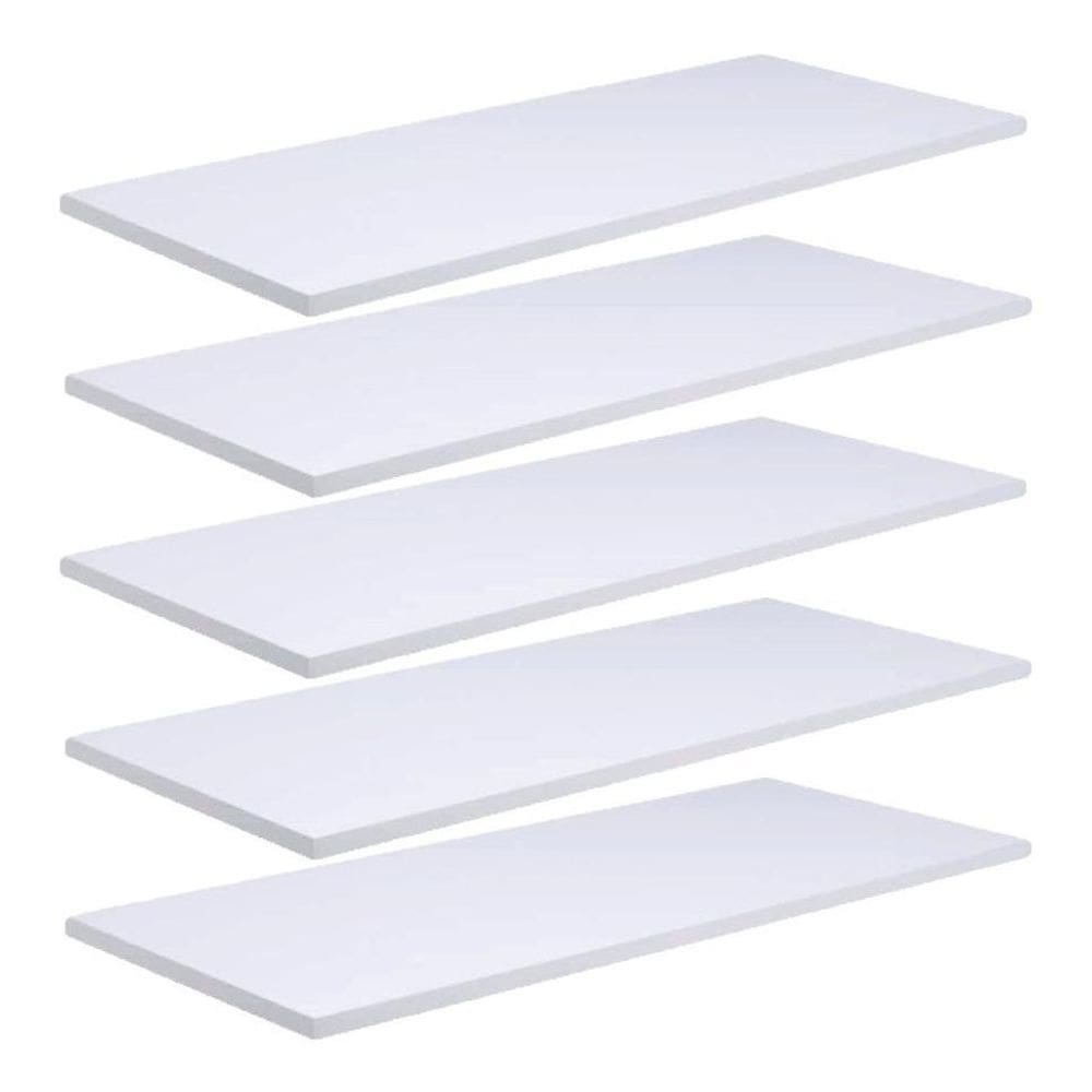 Kit 5 Prateleira 50X20 Mdf Branco + Suporte Instalação