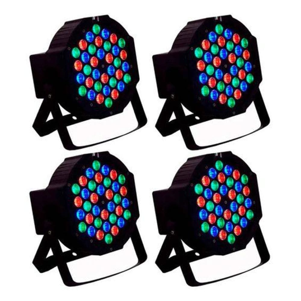 Canhão Refletor LED RGB Bivolt DMX Slim 36 Leds Kit 4