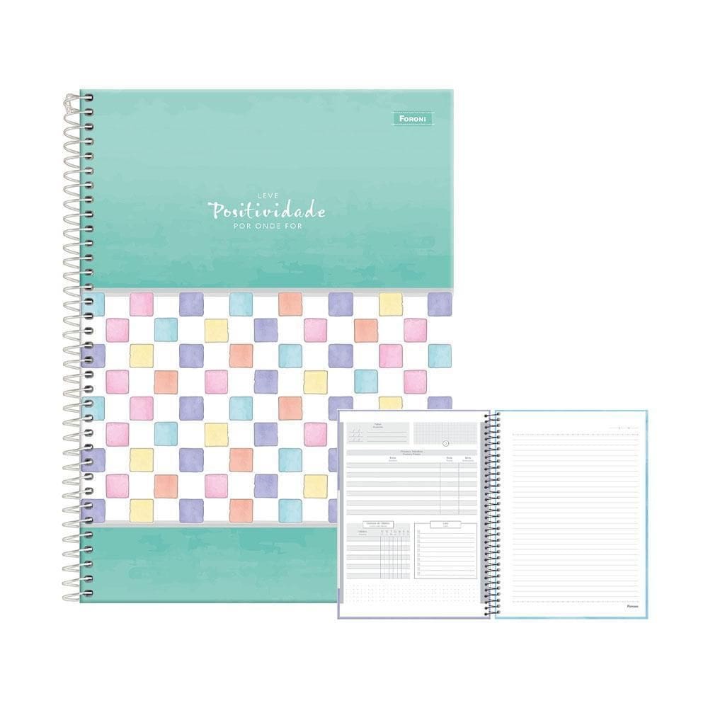 Caderno 10 Matérias 160Fls Dizaí Positividade Verde Foroni