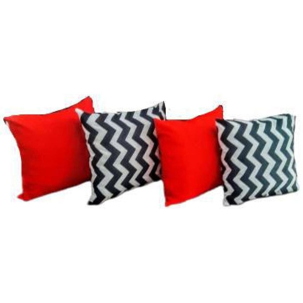Kit Capa Para Almofada Listras Chevron Vermelho 4 Peças