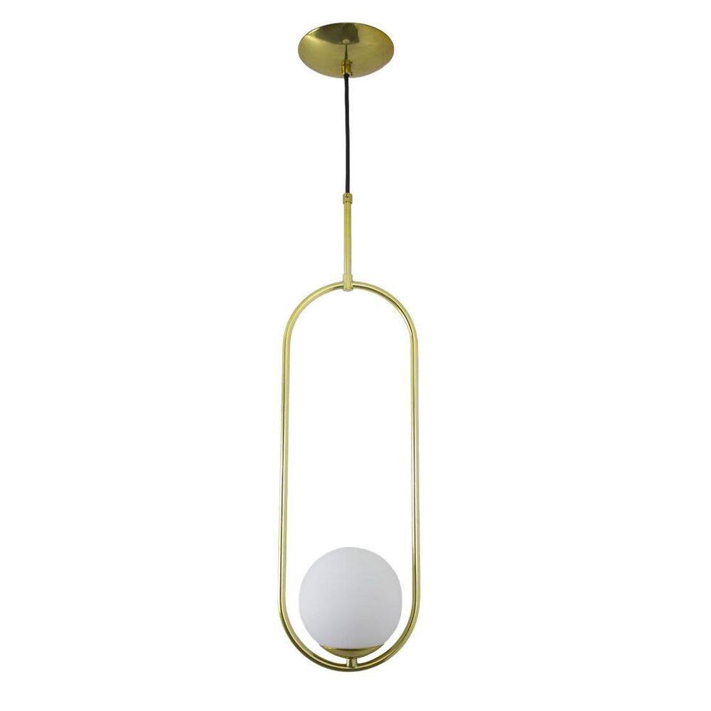 Pendente Pêndulo Globo Branco / Dourado - 1X G9