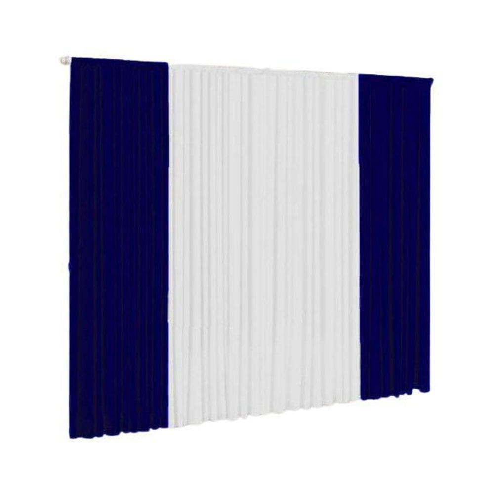 Cortina Versátil 3,00M X 2,80M Sala Azul Marinho E Branco