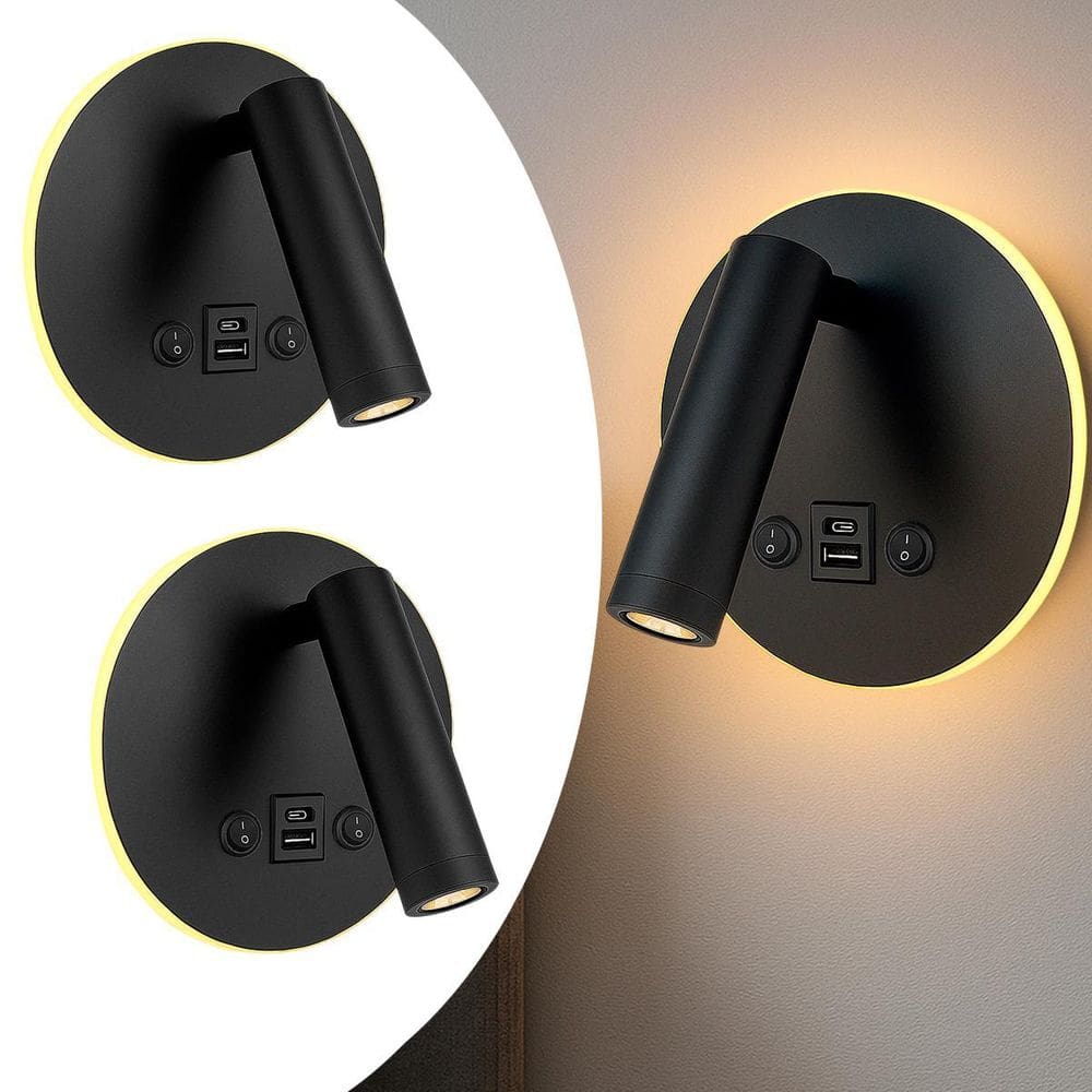 2 Arandela De Parede Leitura Flexível Led Usb E Usb-C Bet82