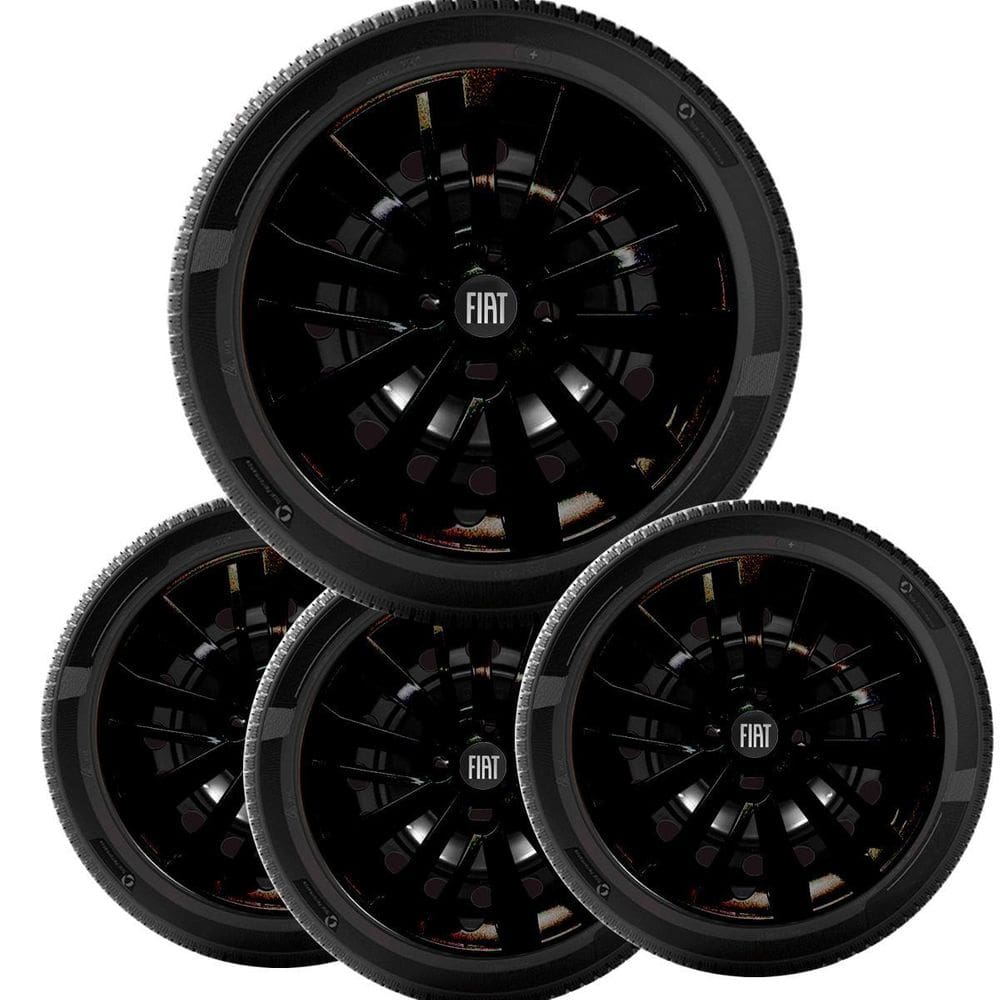 4X Calota Palio Siena Uno Argo Cronos Black Piano Aro 14