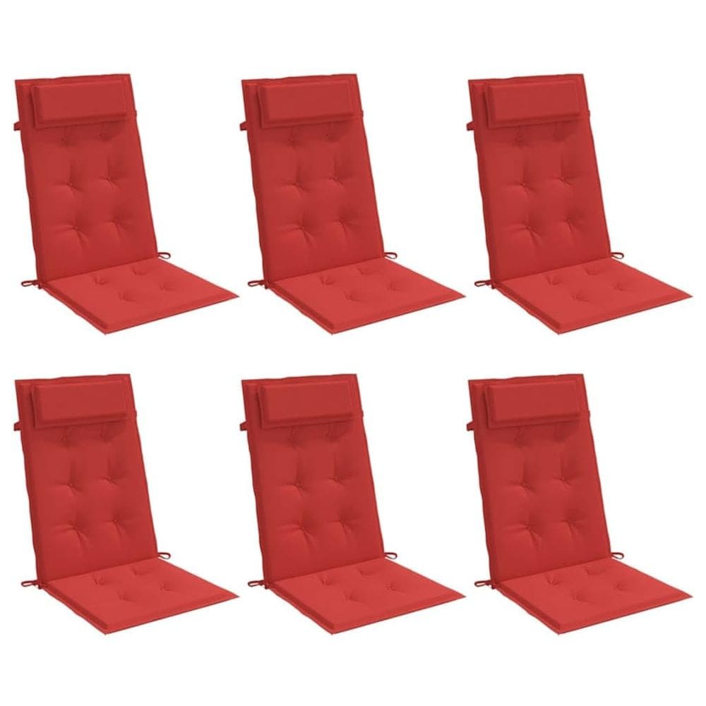 Almofadas de cadeira vidaXL Highback Bright Red Resistentes à Água x6