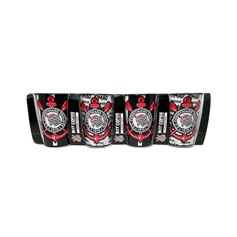 Kit Com 4 Copos De Plástico Corinthians 450Ml Oficial