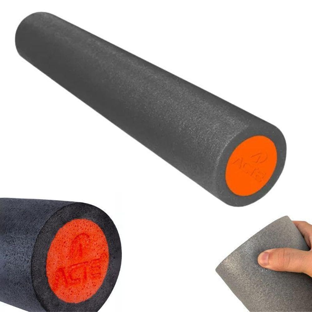Rolo De Exercícios Cinza 90Cm Yoga Pilates E Alongamento