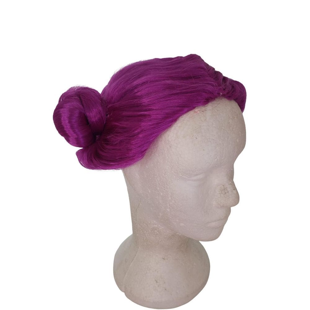 Peruca Infantil Cabelo Lilás Com Coques Estilo Bonequinha