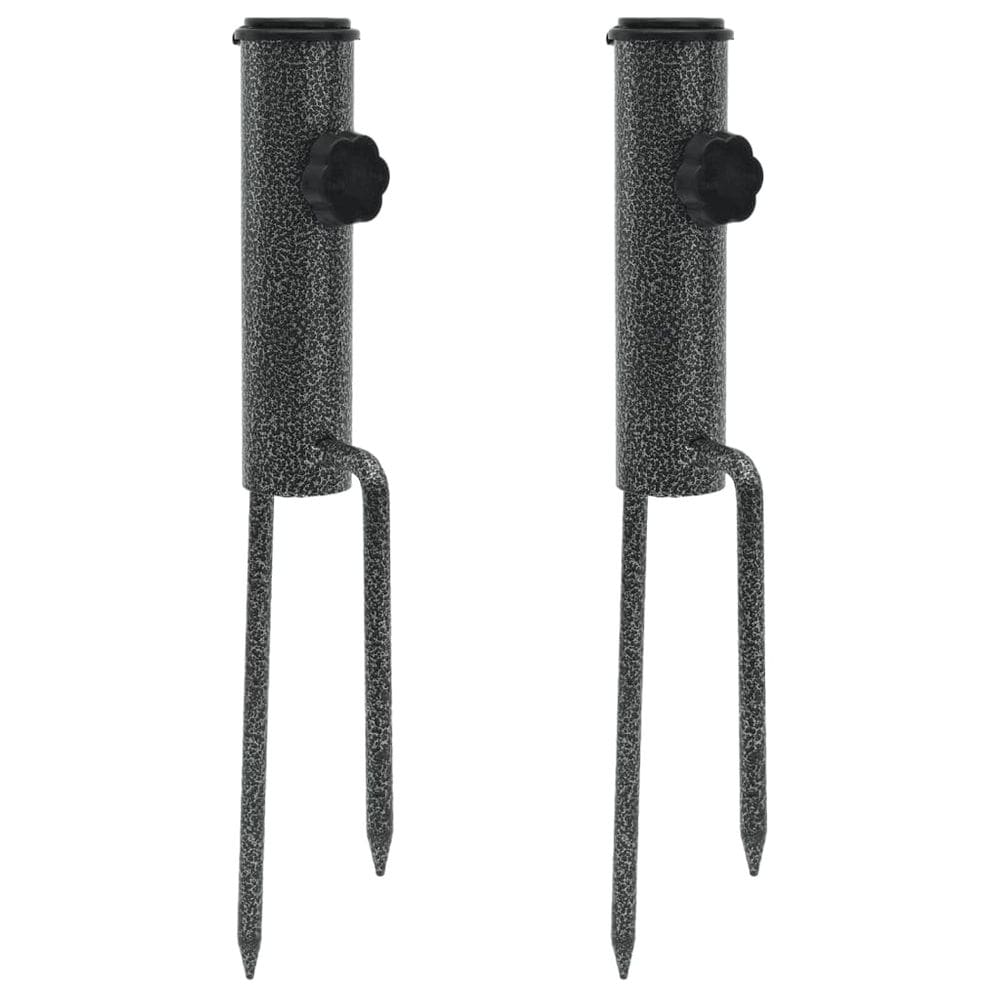 Suportes de guarda-sol VidaXL em aço galvanizado 3,5 x 13,8 cm, pacote com 2 unidades, pretos