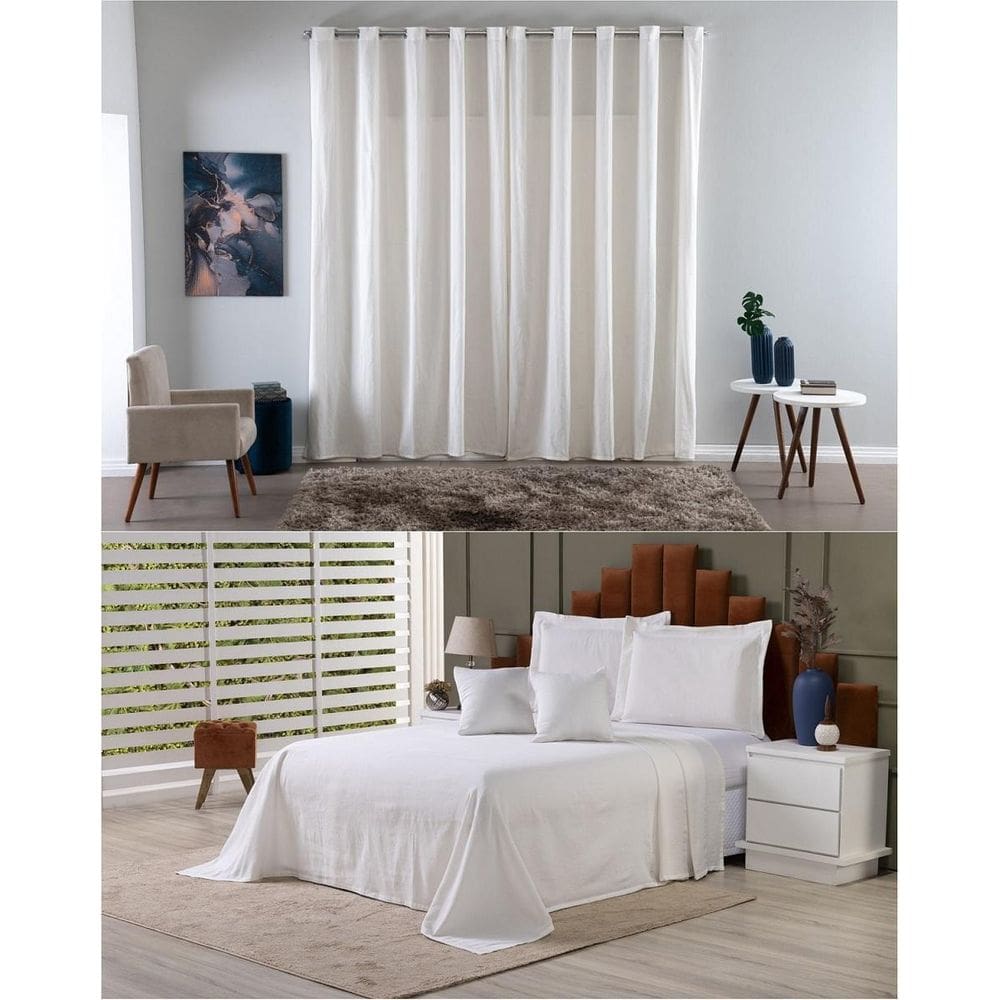 Kit Colcha Cobre Leito King + Cortina 2 Metros Tecido