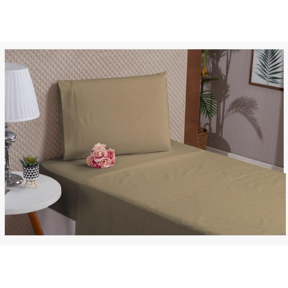 Kit Lençol Solteiro 3 Peças Algodão Percal 180 Fios Cinza