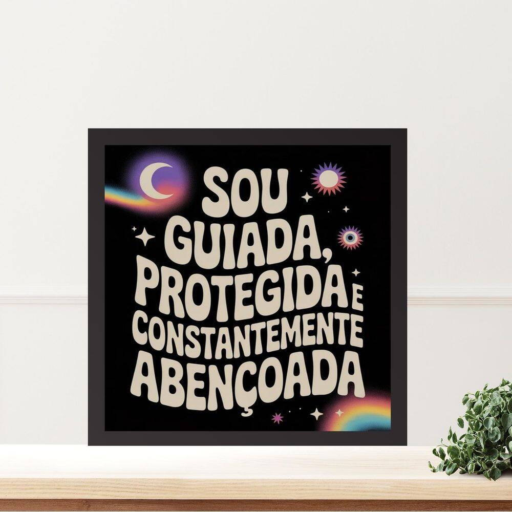 Quadro Lei Atração Guiada E Abençoada - 33X33Cm