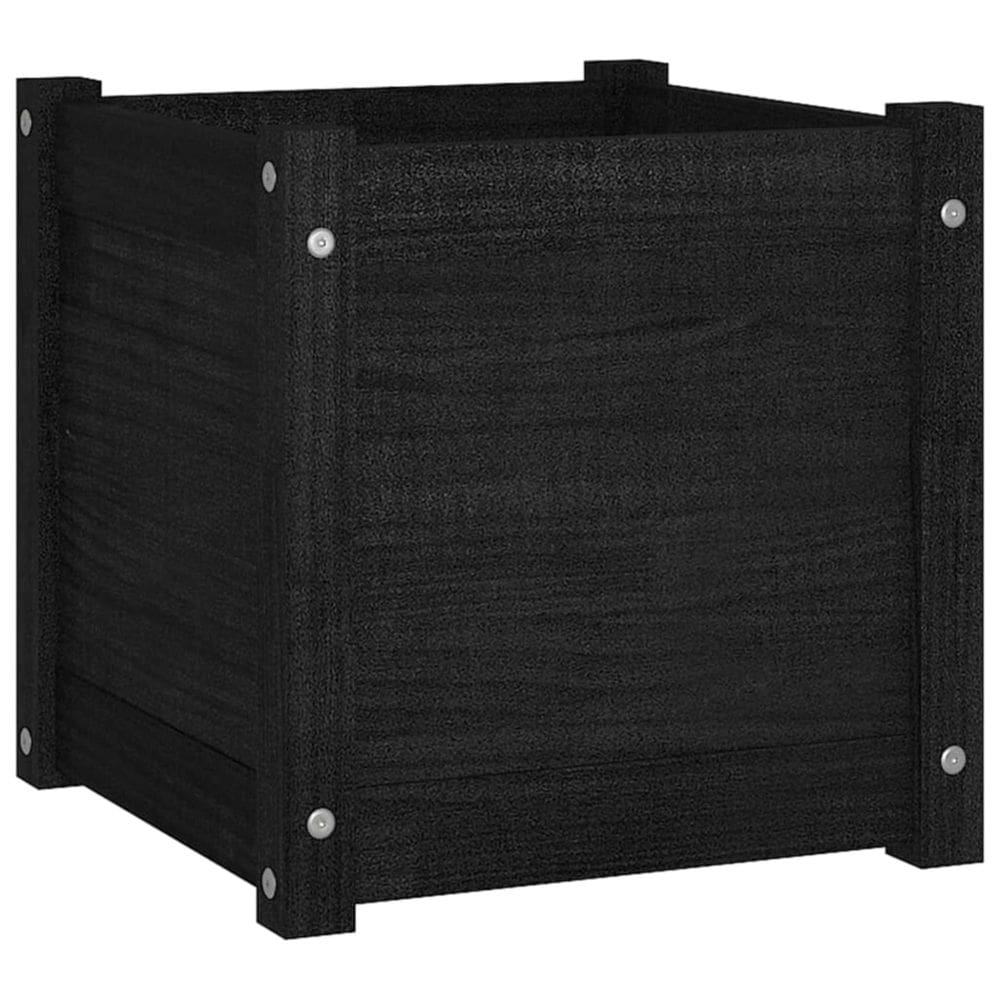 Plantador de jardim VidaXL Black Solid Wood Pine 40x40x40 cm
