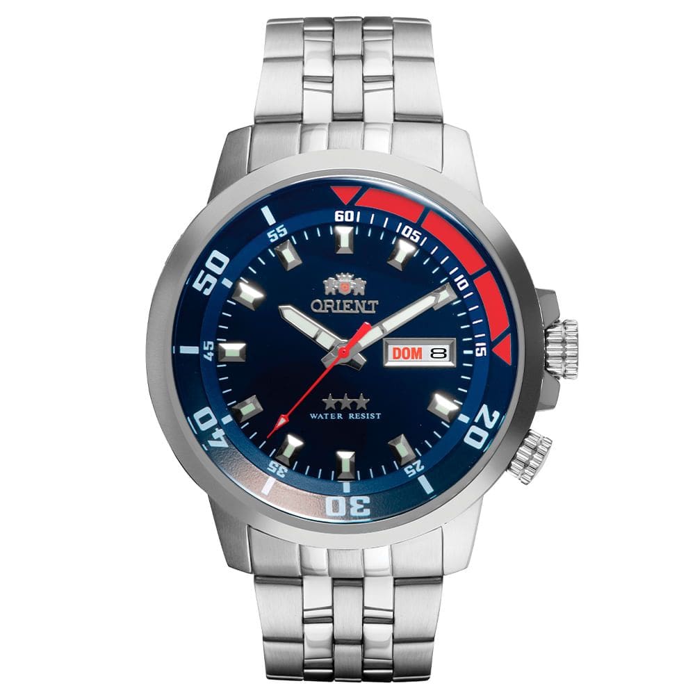 Relógio ORIENT masculino automático prata preto 469SS058NH D1SX
