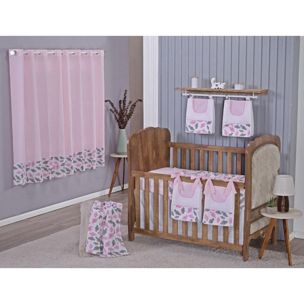 Enxoval Bebe Kit Berço Americano Cortina Algodão Menino