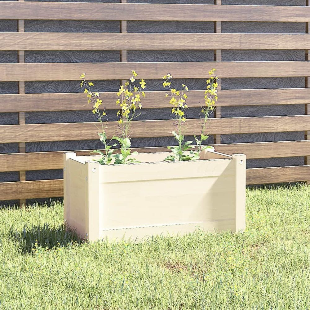 Plantador de jardim VidaXL branco maciço de madeira de pinho 60x31x31 cm