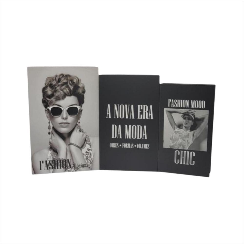 Conjunto Caixa Livro Fake Porta Objeto Organizadora Lar 3Pcs