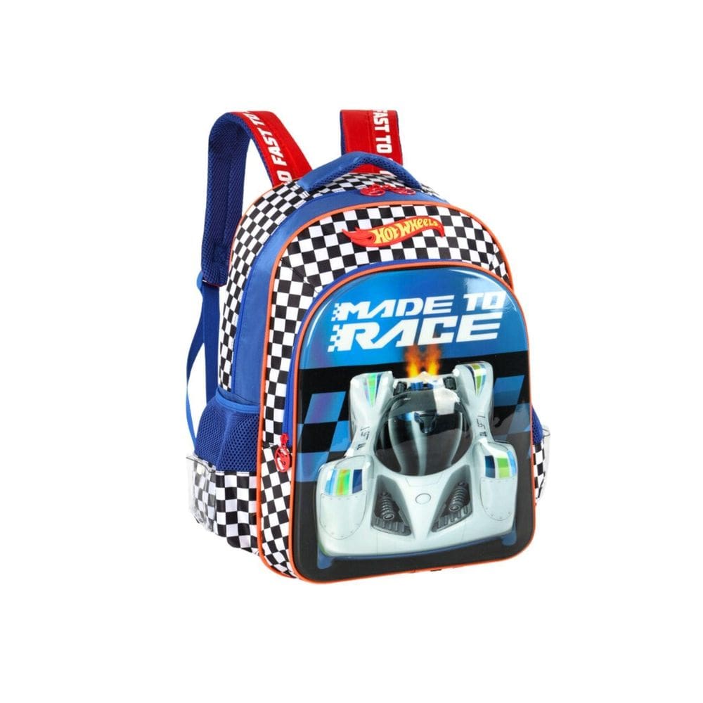Mochila Escolar De Costas Hotwheels Inf - Azul