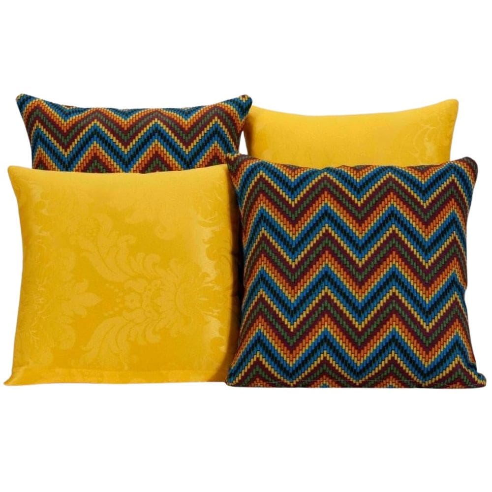 Kit 4 Capas De Almofada Para Sofá Estampa Amarelo Listrado