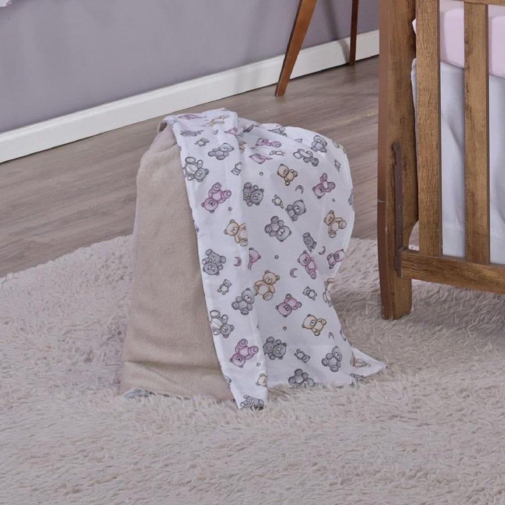 Manta Baby Cobertor Bebe Dupla Face Menino Menina 1,15 X