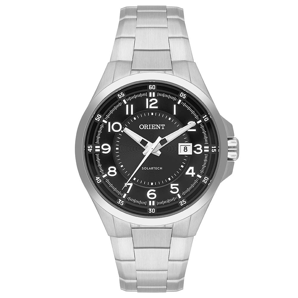 Relógio ORIENT masculino solartech prata preto MPSS1053 P2PX