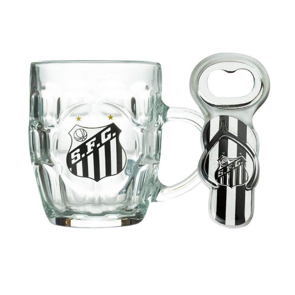 Caneca Vidro 310Ml Com Abridor - Santos