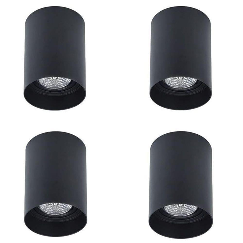 Kit 4 Spot Plafon Sobrepor Redondo Preto Direcionavel Ar70