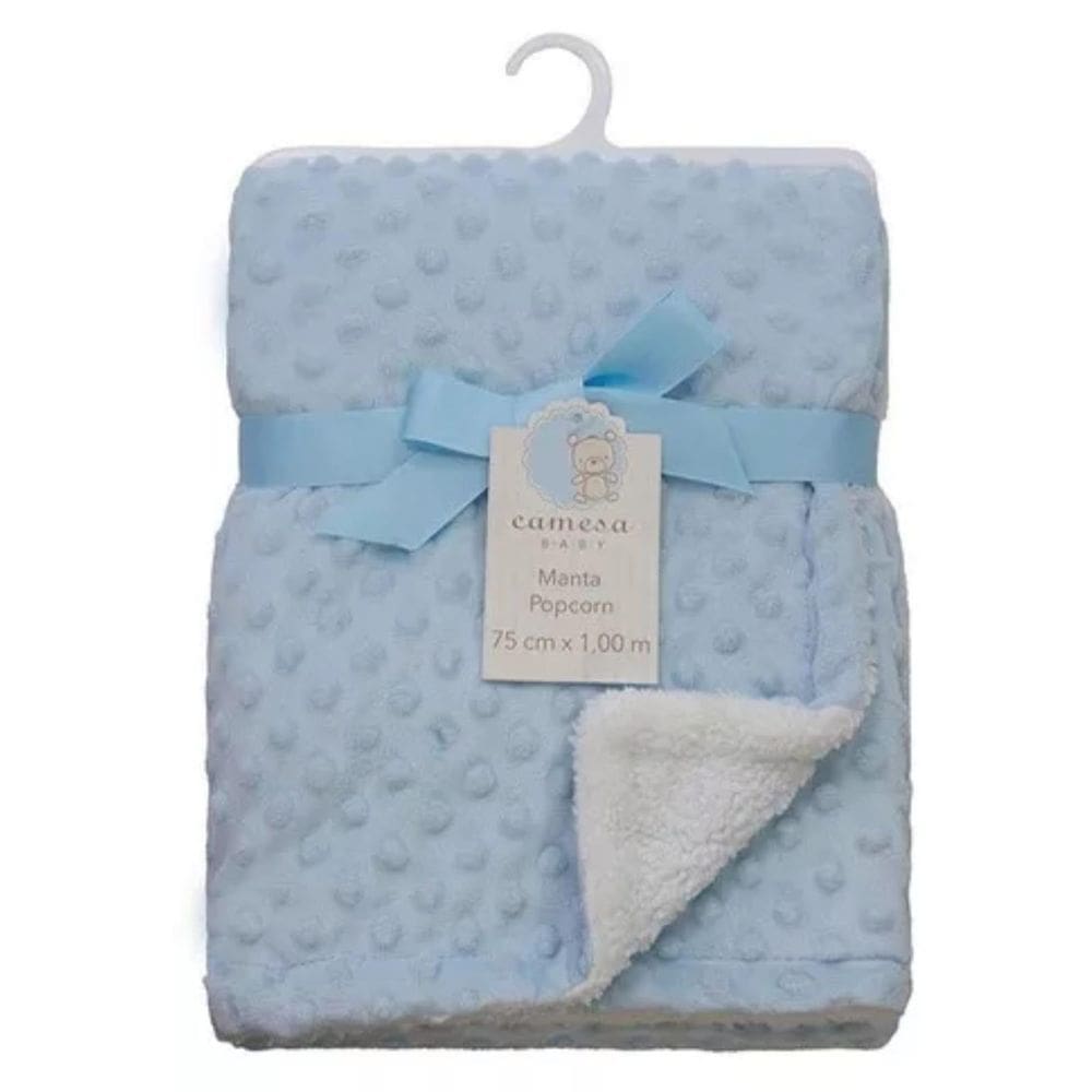 Manta Cobertor Popcorn Camesa Azul