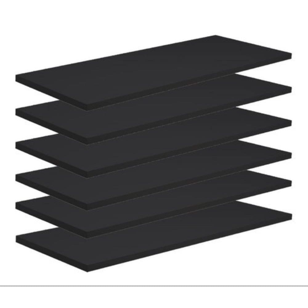 Kit 6 Prateleiras 30X15 Mdf Preto Acompanha