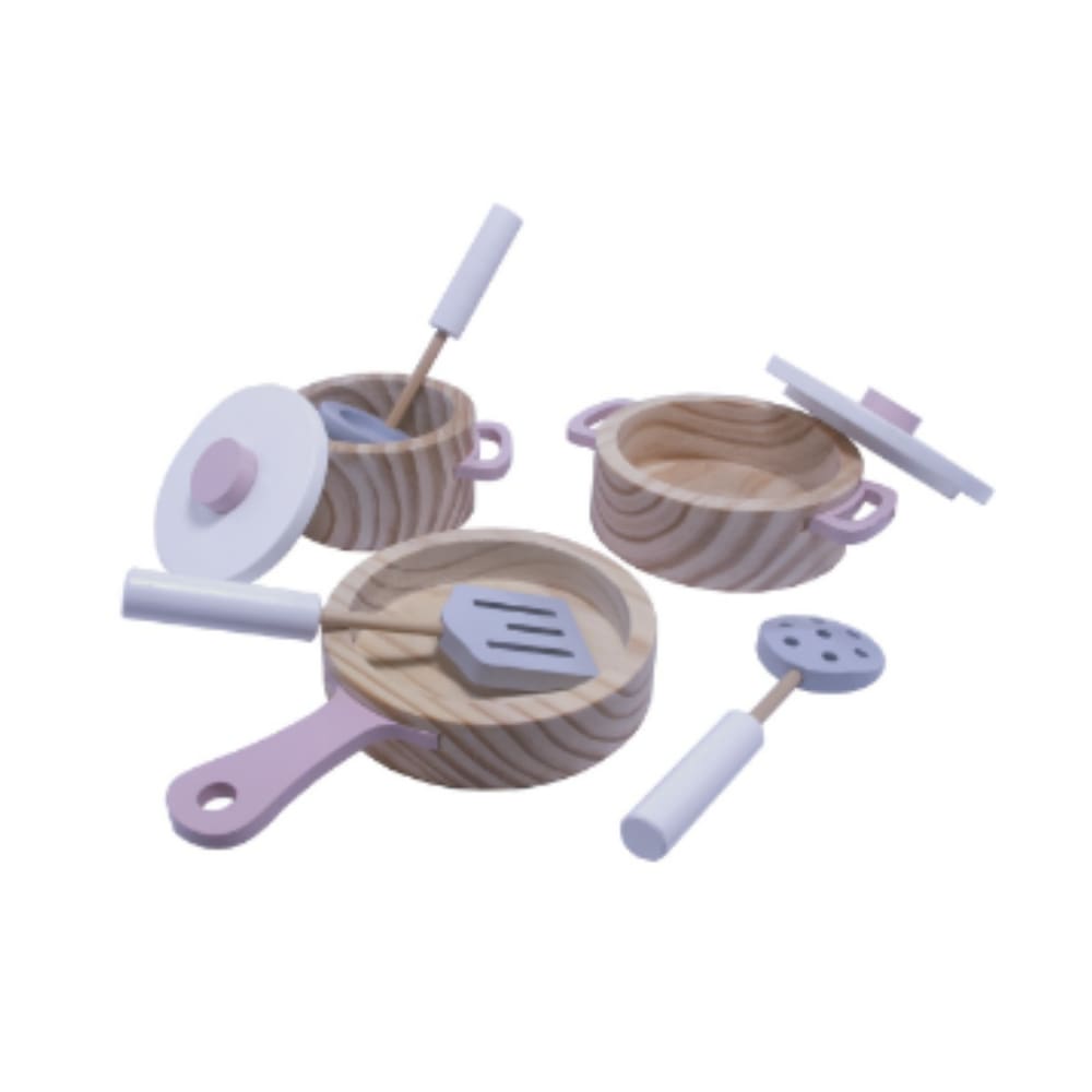 Kit de panelinhas de madeira - Rosa - New Art Toys