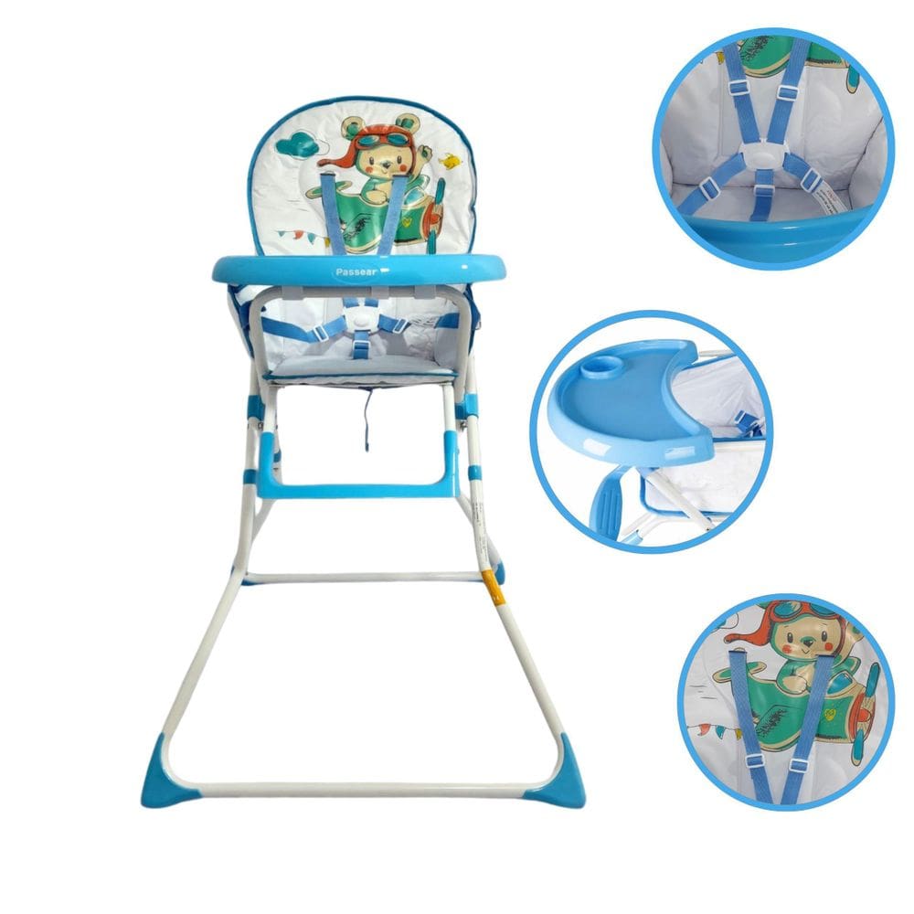 Cadeira Alta Alimentação Infantil Porta Copo Papá Azul Avião